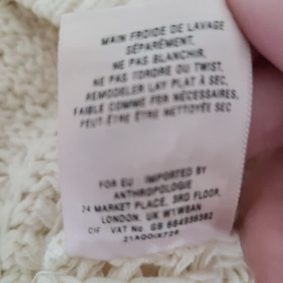 Anthropologie Women's Cable Knit Festival Dress Size Small Boho Wool Blend Ivory - Picture 12 of 12